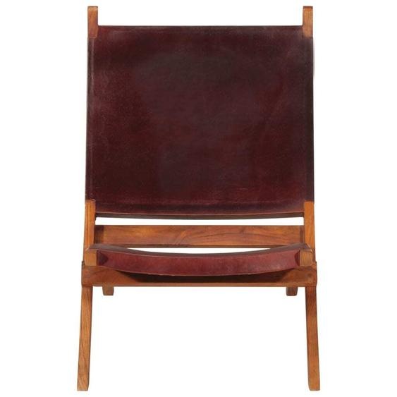 vidaXL Chaise Relax Pliable Marron Foncé Cuir Véritable