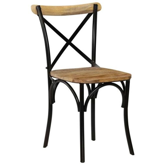 vidaXL Chaises croisées 2 pcs. noir bois massif mangue