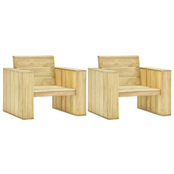 vidaXL Chaises de jardin 2 pcs 89x76x76 cm Bois de pin imprégné