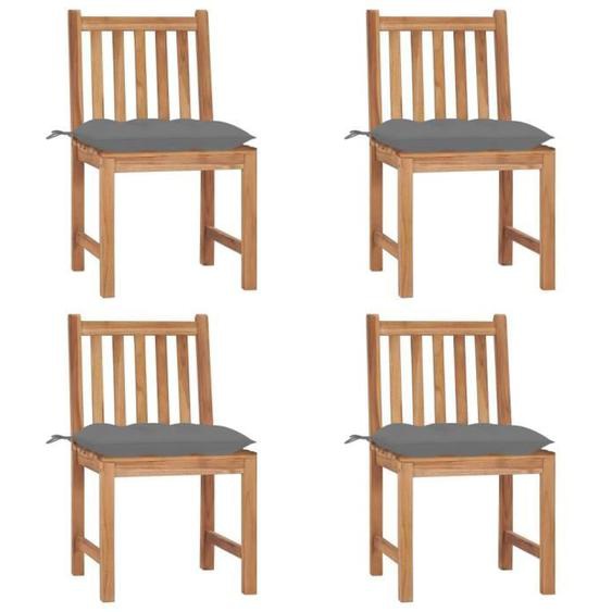 vidaXL Chaises de jardin 4 pcs avec coussins Bois de teck massif 3073104