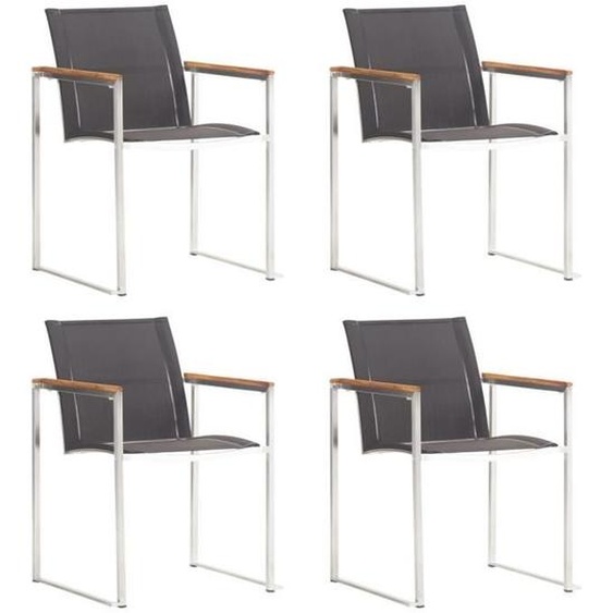 vidaXL Chaises de jardin 4 pcs Textilène et acier inoxydable Gris