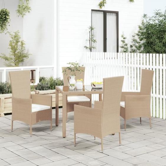vidaXL Chaises de jardin avec coussins 4 pcs Résine tressée Beige 319533
