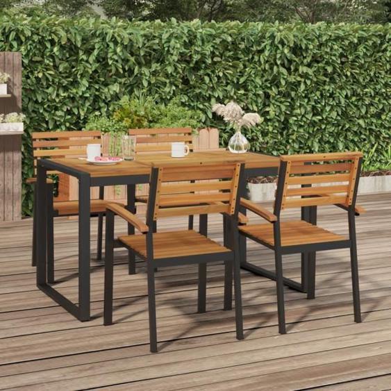 vidaXL Chaises de jardin empilables 4pcs bois massif dacacia et métal 362015