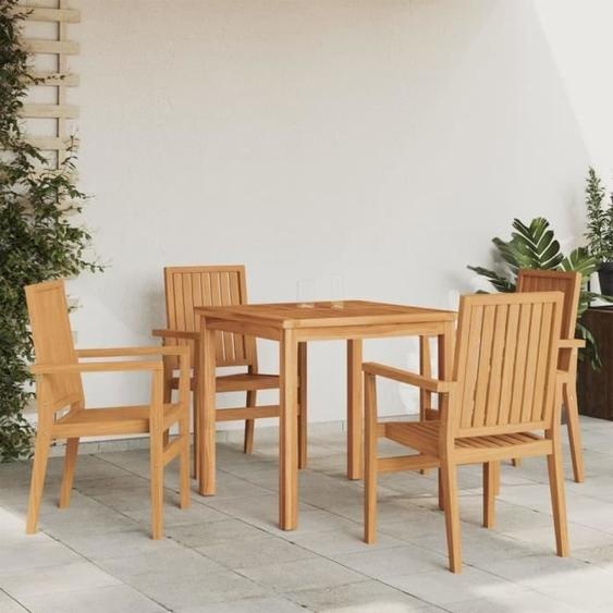 vidaXL Chaises de jardin empilables lot de 4 565x575x91 cm bois teck 3157901