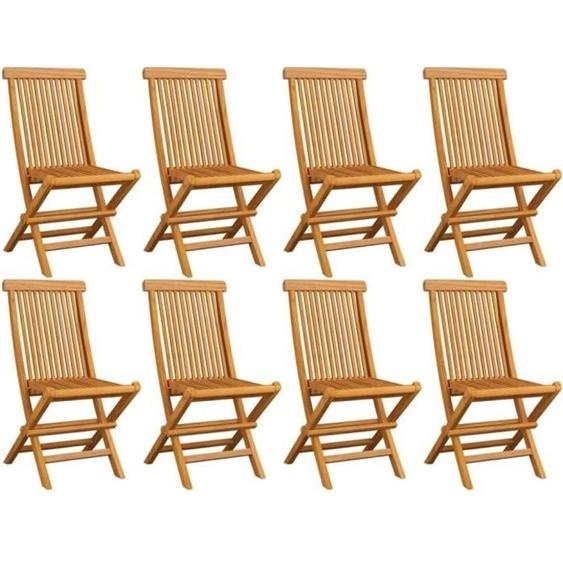 vidaXL Chaises de jardin pliables 8 pcs Bois de teck massif