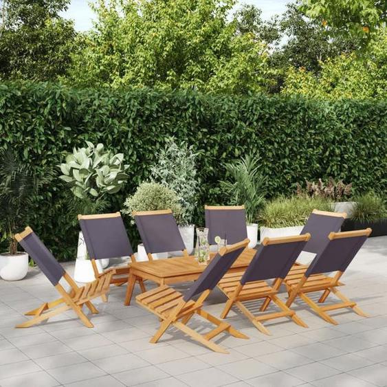 vidaXL Chaises de jardin pliantes lot de 8 tissu et bois massif siège de jardin chaise de patio chaise à manger de 3214642