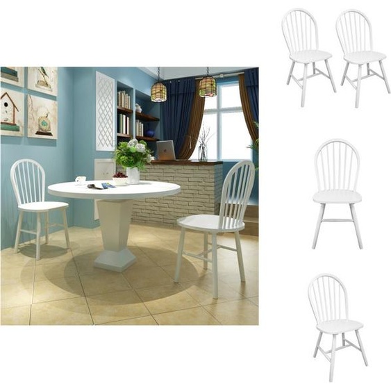 vidaXL Chaises de salle à manger 2 pcs. Blanc Hévéa Massif - Chaises de salle à manger
