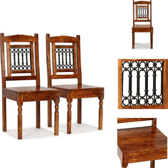 vidaXL Chaises de salle à manger 2 pcs. Bois massif avec finition couleur miel - Chaises de salle à manger
