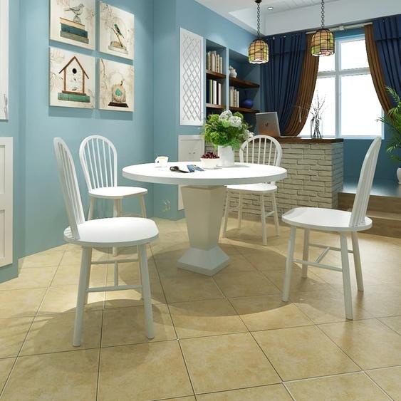 vidaXL Chaises de salle à manger 4 pcs. Blanc hévéa massif
