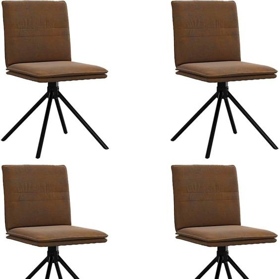 vidaXL Chaises de salle à manger 4 pcs. Marron Similicuir aspect daim