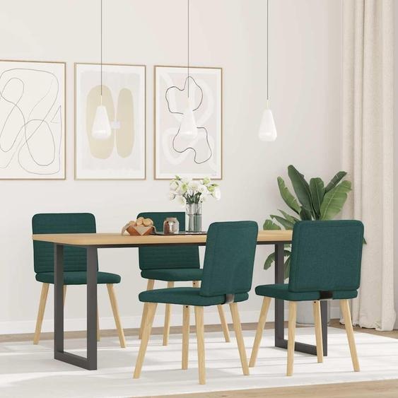 vidaXL Chaises de salle à manger 4 pcs. Tissu vert foncé