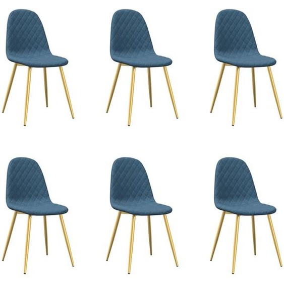 vidaXL Chaises de salle à manger 6 pcs. Bleu velours