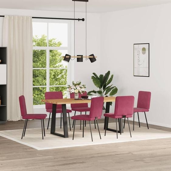 vidaXL Chaises de salle à manger 6 pcs. Bordeaux velours
