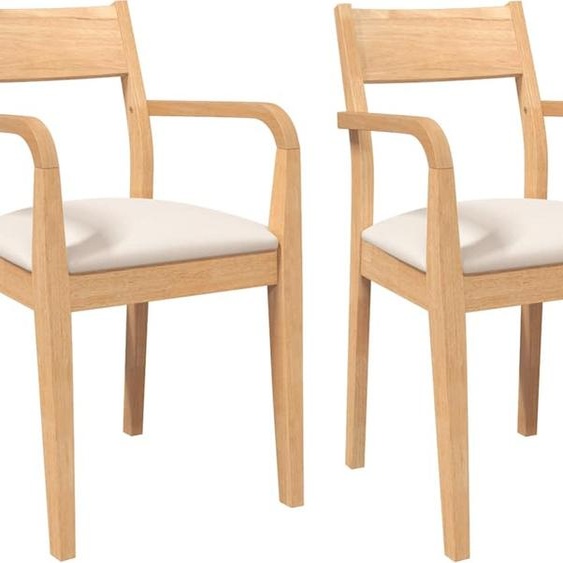 vidaXL Chaises de salle à manger avec coussins 2 pcs. Nature bois massif hévéa