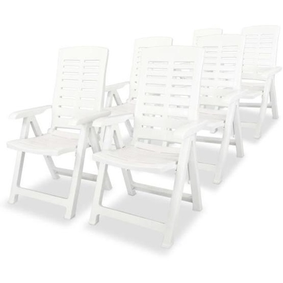 vidaXL Chaises inclinables de jardin 6 pcs Plastique Blanc