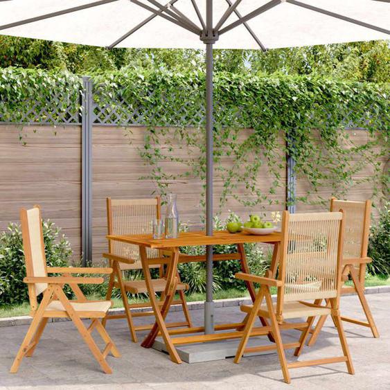vidaXL Chaises inclinables de jardin lot de 4 beige bois massif acacia, siège de jardin, chaise de patio, chaise à manger de