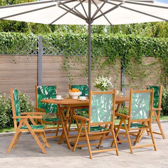 vidaXL Chaises inclinables de jardin lot de 6 vert tissu bois massif siège de jardin chaise de patio chaise à manger de 3214551