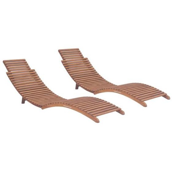 vidaXL Chaises longues pliables 2 pcs Bois de teck solide