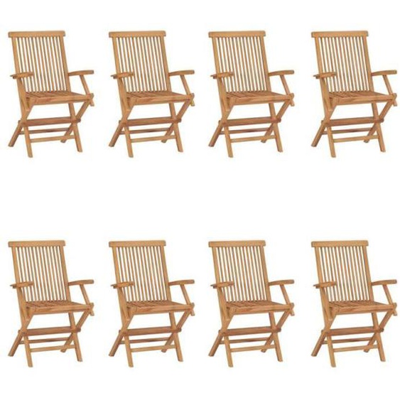 vidaXL Chaises pliables de jardin 8 pcs Bois de teck solide  3096595