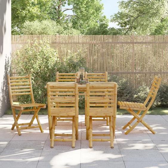 vidaXL Chaises pliables de jardin lot de 6 43x54x88 cm bambou chaise pliable meuble dextérieur chaise à manger meuble 3278518