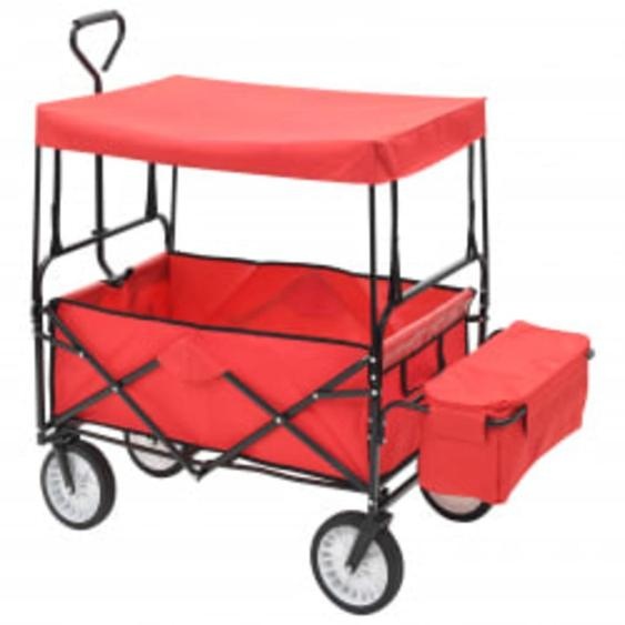 vidaXL Chariot à main pliable avec toit solaire Acier rouge