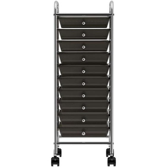 vidaXL Chariot à tiroirs avec 10 tiroirs noir plastique