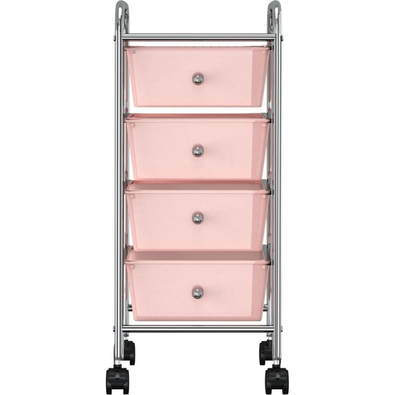 vidaXL Chariot à tiroirs avec 4 tiroirs Rose Plastique