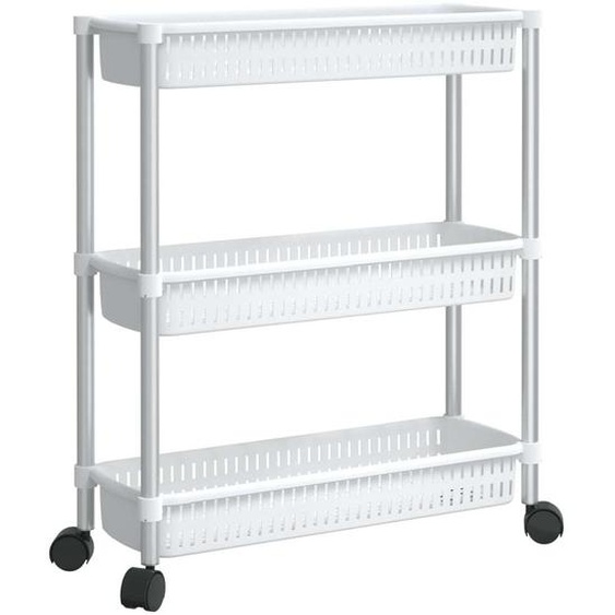 vidaXL Chariot de rangement 3 étagères Argenté et blanc Aluminium