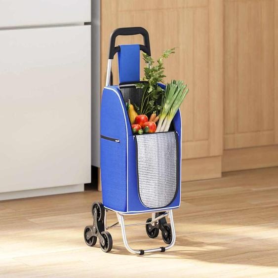 vidaXL Chariot de supermarché bleu 39,5 x 33 x 93 cm Oxford-tissu