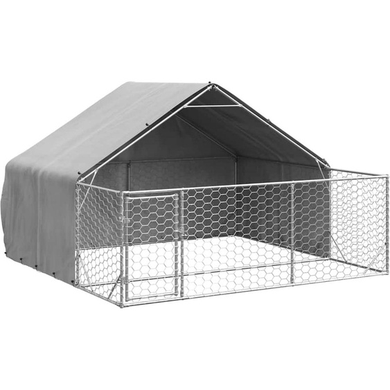 vidaXL Chenil dextérieur avec enclos 3x3x1,9 m Acier galvanisé