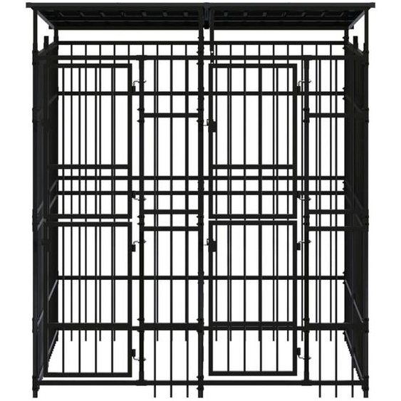 vidaXL Chenil dextérieur avec toit Acier 3,69 m