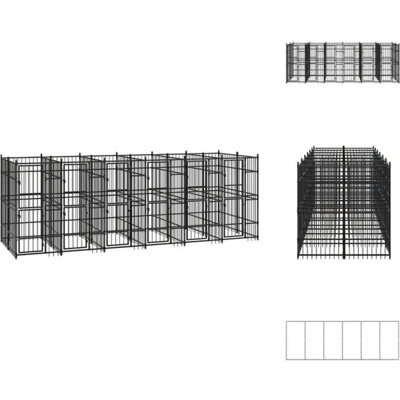 vidaXL Chenil extérieur acier 11,06 m² - Chenils et parcs pour chiens