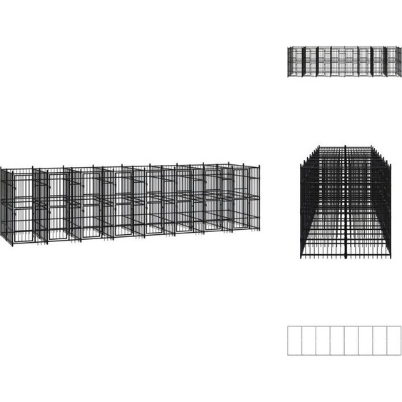 vidaXL Chenil extérieur acier 14,75 m² - Chenils et parcs pour chiens