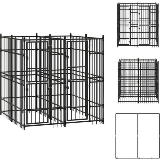 vidaXL Chenil extérieur acier 3,69 m² - Chenils et parcs pour chiens
