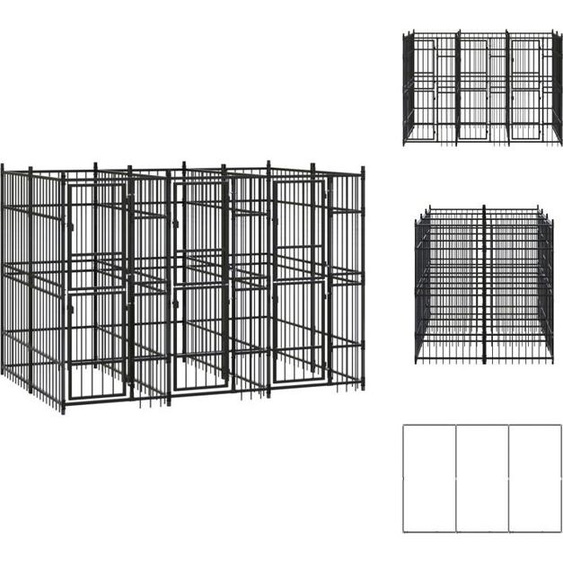 vidaXL Chenil extérieur acier 5,53 m² - Chenils et parcs pour chiens