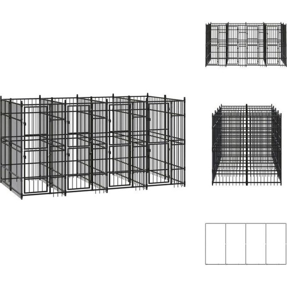 vidaXL Chenil extérieur acier 7,37 m² - Chenils & parcs pour chiens