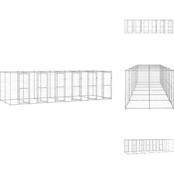 vidaXL Chenil extérieur Acier galvanisé 14,52 m² - Chenils et parcs pour chiens