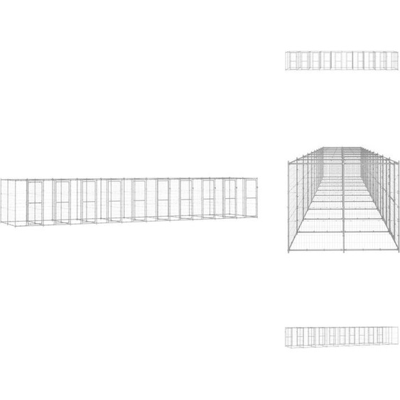 vidaXL Chenil extérieur Acier galvanisé 24,2 m² - Chenils et parcs pour chiens