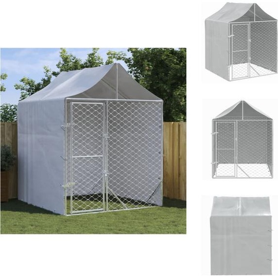 vidaXL Chenil extérieur avec toit Argent 2x2x2,5 m Acier galvanisé - Chenils & parcs pour chiens