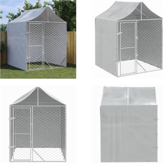 vidaXL Chenil extérieur avec toit argent 2x2x2,5 m Acier galvanisé - Niche pour chien extérieur - Niche pour chien extérieur - Cage pour chien
