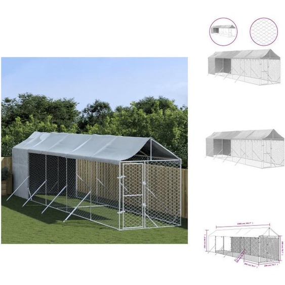 vidaXL Chenil extérieur avec toit Argenté 2x10x2,5 m Acier galvanisé - Chenils & parcs pour chiens