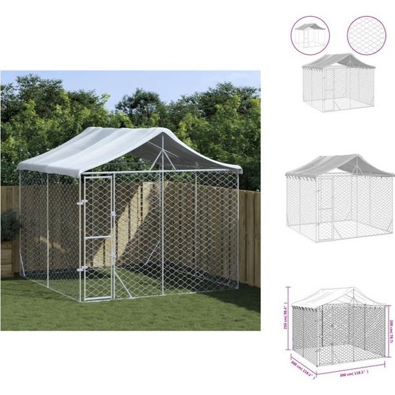 vidaXL Chenil extérieur avec toit Argenté 3x3x2,5m Acier galvanisé - Chenils & parcs pour chiens