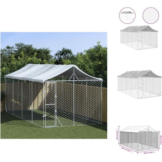 vidaXL Chenil extérieur avec toit Argenté 3x6x2,5m Acier galvanisé - Chenils & parcs pour chiens