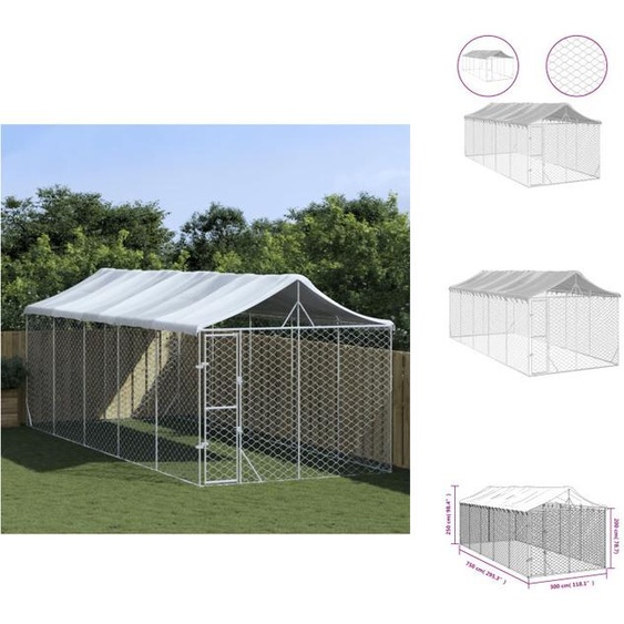 vidaXL Chenil extérieur avec toit Argenté 3x7,5x2,5m Acier galvanisé - Chenils & parcs pour chiens