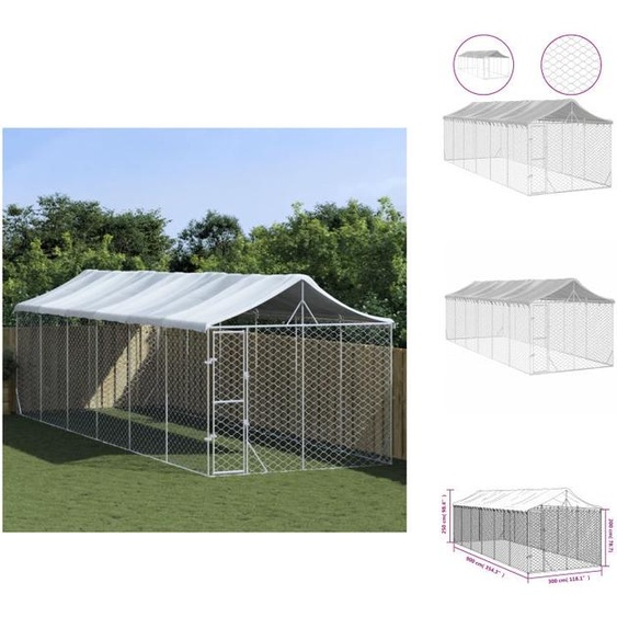vidaXL Chenil extérieur avec toit Argenté 3x9x2,5m Acier galvanisé - Chenils & parcs pour chiens