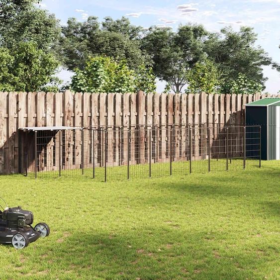 vidaXL Chenil noir 10,89 m² Acier