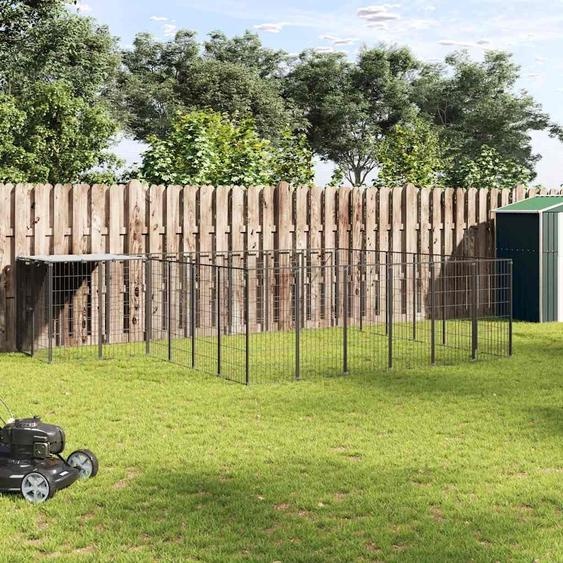 vidaXL Chenil noir 12,1 m² Acier