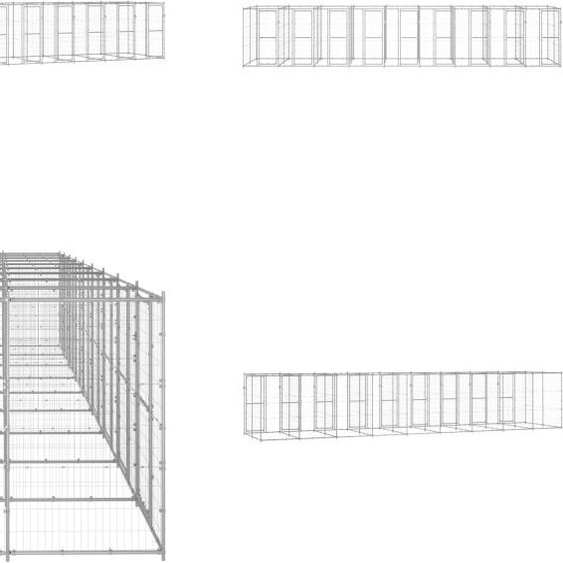 vidaXL Chenil Outdoor Acier galvanisé 21,78 m² - Niche pour chien - Niches pour chiens - Maisons pour chiens