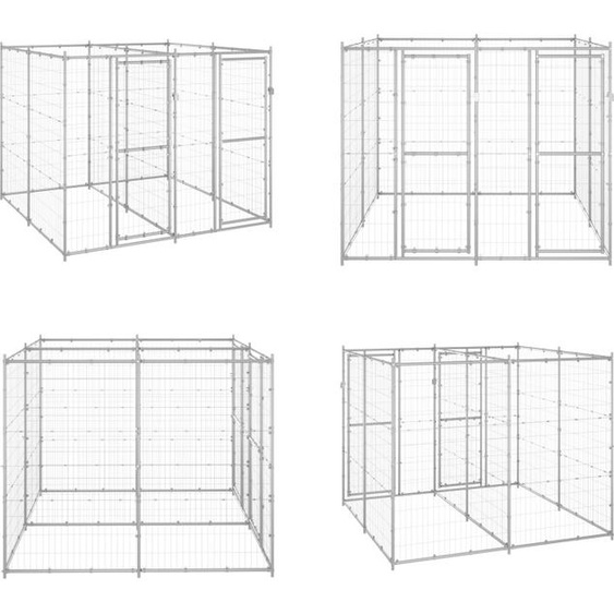 vidaXL Chenil Outdoor Acier galvanisé 4,84 m² - Niche pour chien - Niches pour chiens - Maisons pour chiens