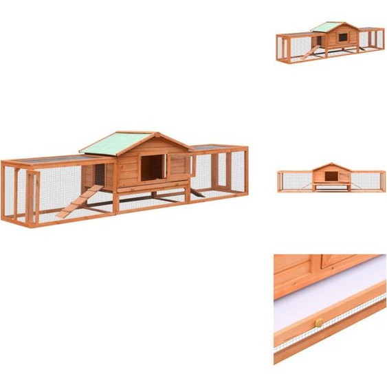 vidaXL Clapier à lapins 310x70x87 cm Bois de pin & sapin - Habitats & Enclos pour petits animaux